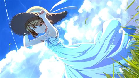 Wallpaper Download 1920x1080 Anime Girl Wear A Beautiful Blue Dress Summer Time