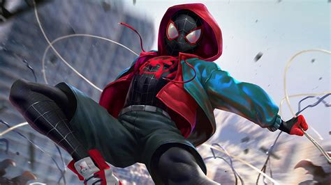 Wallpaper Jumping Spider Manː Into The Spider Verse Animation Miles