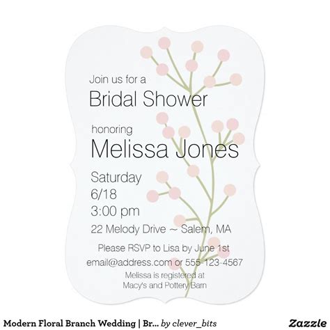 Modern Floral Branch Wedding Bridal Shower Card Bridal Shower Cards