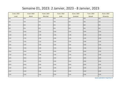 Calendrier 2023 Semaine Planning Hebdomadaire Semainier