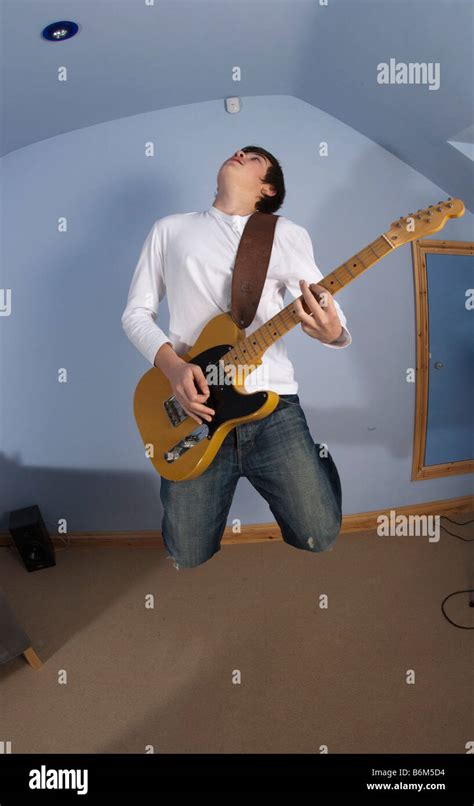 Guitarist Teenage Boy Playing Guitar Stock Photo Alamy