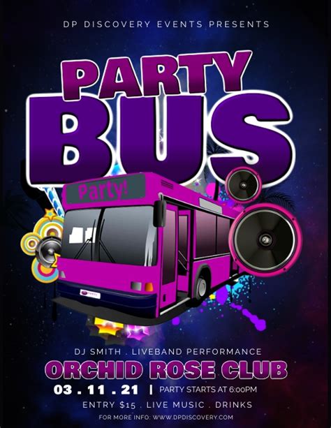 Copy Of Purple And Pink Party Bus Flyer Postermywall