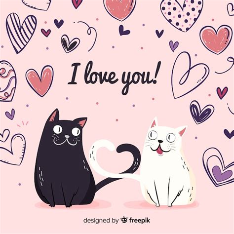Premium Vector Cats Couple Valentines Day Background