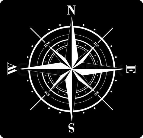 Buy compass logo by irussu on codester. White compass rose isolated on black | Stock Vector ...