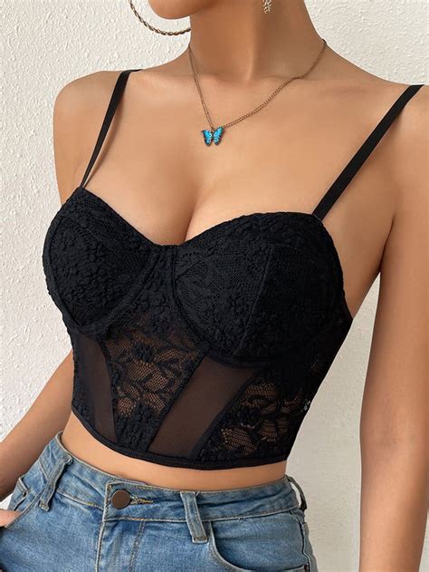 Lace Crop Top Outfit Lace Bra Outfit Black Lace Crop Top Black Lace Bra Crop Top Outfits