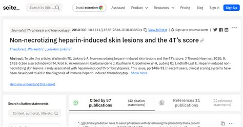 Non‐necrotizing Heparin‐induced Skin Lesions And The 4ts Score