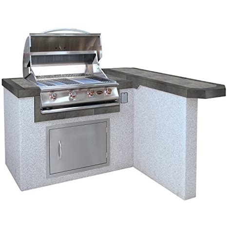 Cal Flame Lbk 401r A Outdoor Kitchen Island With Bar With 4 Burner