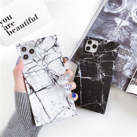 Wholesale Minimal Marble Print Square Cases For Iphone