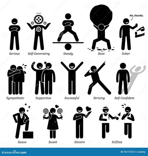 Positive Personalities Character Traits Clipart Stock Vector