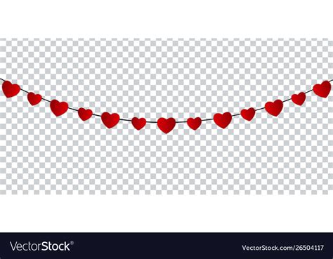 Red Paper Hearts Garland For Valentines Day Card Vector Image