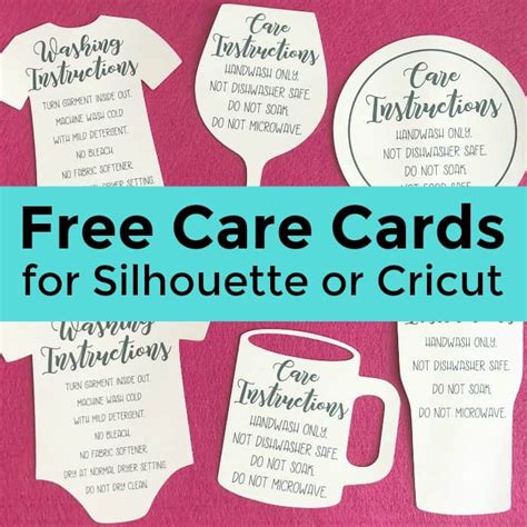 Washing instruction free printable care cards. Free Shaped Printable Care Cards for Your Silhouette or ...