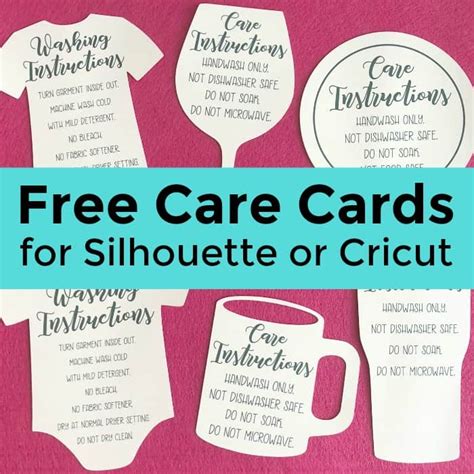 Now that you've got these, go get the free care instructions cards for htv and iron on. Free Shaped Printable Care Cards for Your Silhouette or ...