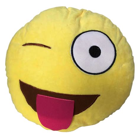 Soft Emoji Smiley Emoticon Yellow Round Cushion Pillow Stuffed Plush
