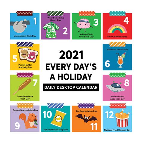 2021 Every Days A Holiday Daily Desktop Calendar Franklin Planner