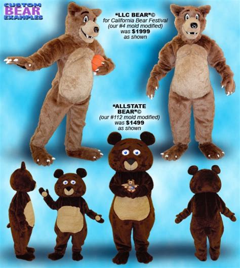 Custom Made Bear Mascot Costumes By Facemakers Inc