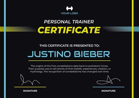 Free Personal Trainer Certificate Templates I Wepik