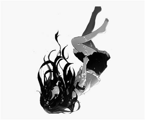 Drowning Anime Sad Black And White Anime Girl Sad