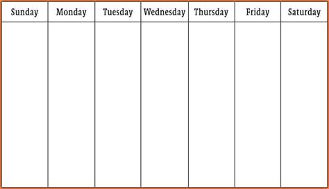 Printable One Week Calendar Template Printable Free Templates