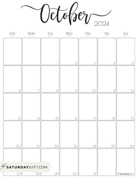 Aesthetic Printable Vertical Calendar 2024 By Saturday T