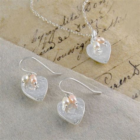 Heart Earrings Necklace Sterling Silver Jewellery Set By Otis Jaxon In