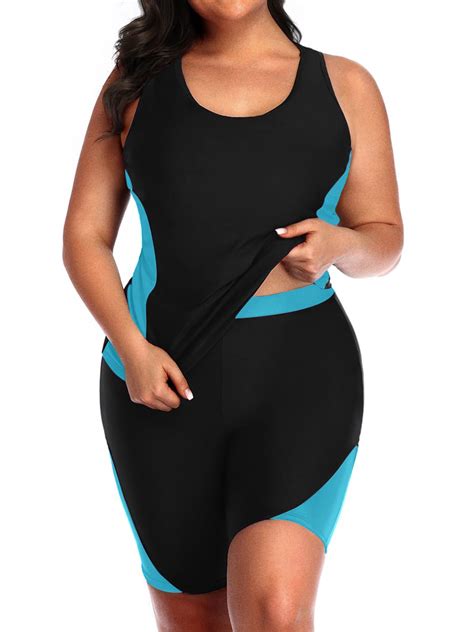 Women S Plus Size Rash Guard 2 Piece Racerback Tankini Swimsuits Athletic Bathing Suits With