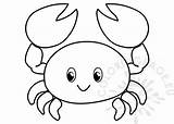 Crab Cute Smiling Coloring sketch template