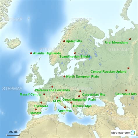 Stepmap Major Europe Mountains Landkarte Für Germany