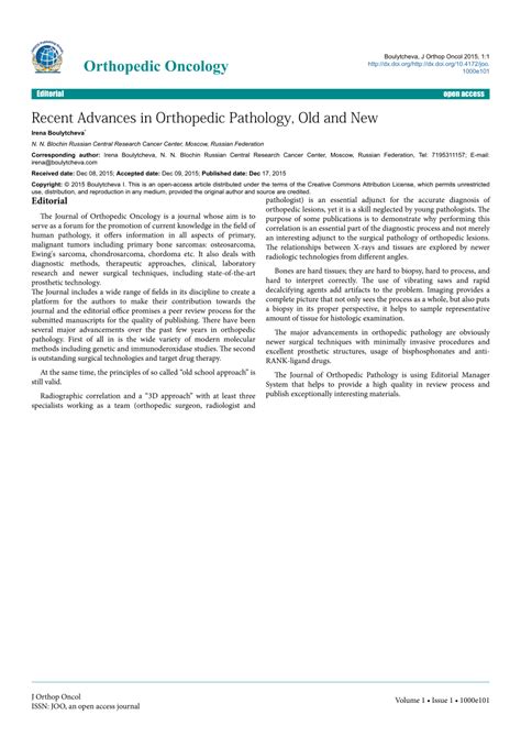 Pdf Recent Advances In Orthopedic Pathology Old And New