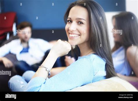 Modern Business Woman In Office With Copy Space Stock Photo Alamy