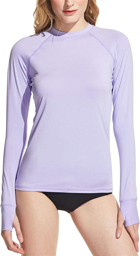 Tsla Womens Upf 50 Rash Guard Long Sleeve Uvsun Protection Swim