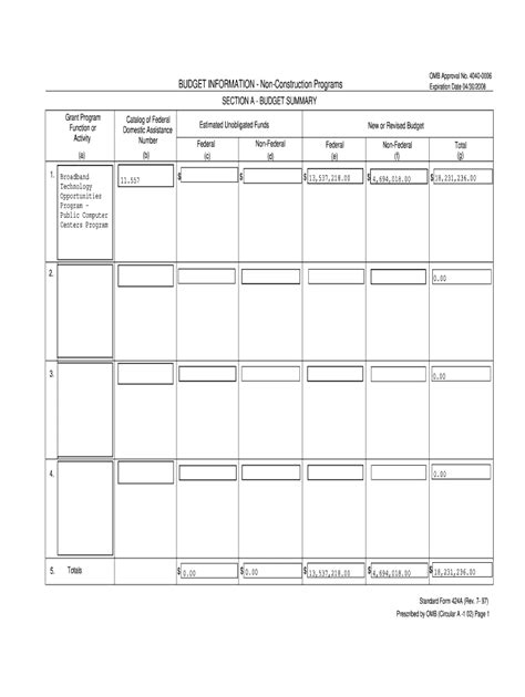 Sf 424a Form Excel Fill Out And Sign Online Dochub