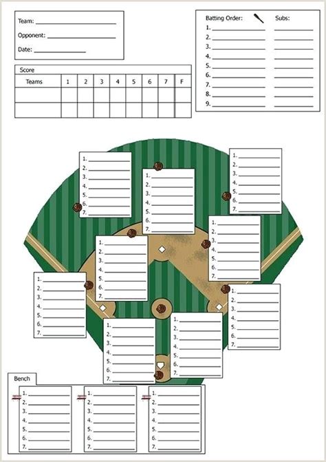 Little League Score Sheet Printable Baseball Lineup Baseball Card