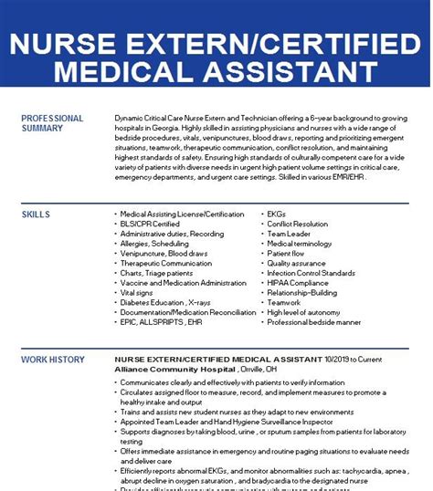 Medical Assistant Certified Nurse Assistant Resume Example