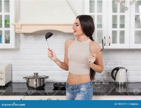 Beautiful Girl In The Kitchen Stock Image Image Of Cooking Food