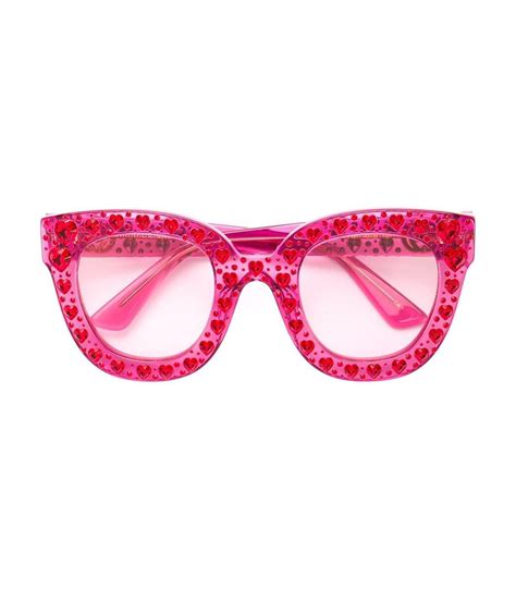 Gucci Crystal Heart Sunglasses In Pink And Purple Pink Lyst