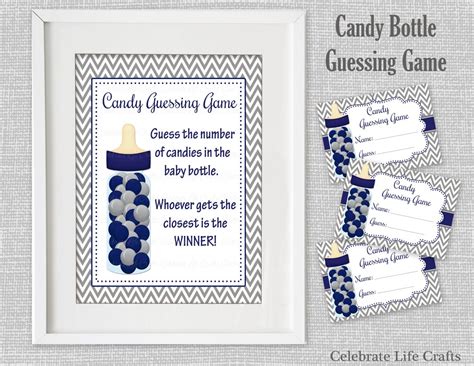 Baby Shower Printable Game Candy Bottle Guessing Game Sign