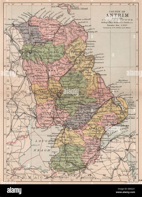 County Antrim Antique County Map Ulster Belfast Lisburn Bartholomew