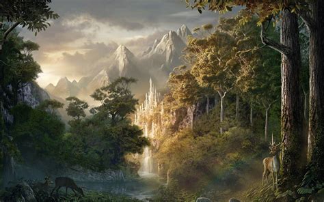 Fantasy Tree Forest Ice Castle Wallpapers Hd Desktop