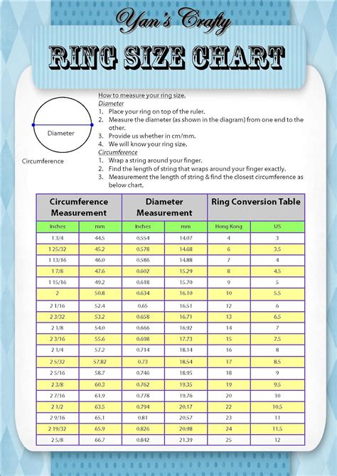 Ring Size Conversion Chart Printable