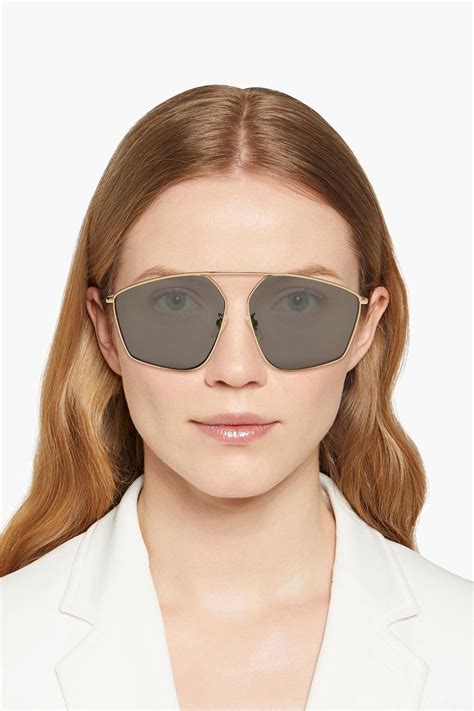 Gucci Aviator Style Gold Tone Sunglasses The Outnet