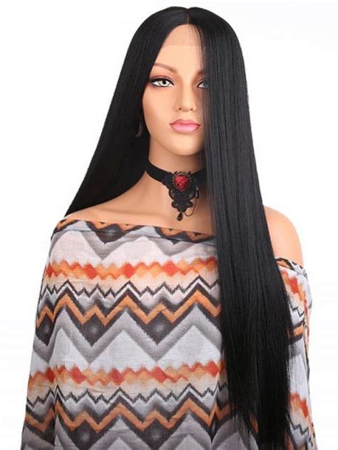 Middle Part Long Straight Lace Front Heat Resistant Synthetic Wig