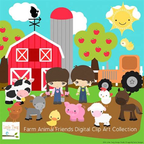 Sheets for preschoolers cover asian and african animals for their first geography lessons, while bible scenes of noah's ark and the nativity animals are ideal free activities for sunday school. Our Farm Animals Digital clip art Clipart Collection- Personal and Small Commercial Use ...