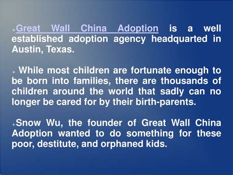 Ppt Great Wall China Adoption Promotes Child Welfare Powerpoint