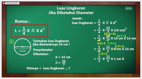 Luas Lingkaran Jika Diketahui Diameter Matematika Dasar YouTube