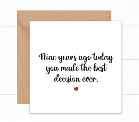 9th Anniversary Card For Husband Funny 9 Year Anniversary Etsy