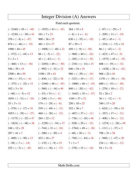 Dividing Integers Mixed Signs Range 50 To 50 All
