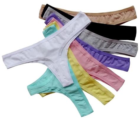 Plus Size Xl Xxl Cotton Sexy Thong Underwear Women G String Womens Panties Solid Candy Color