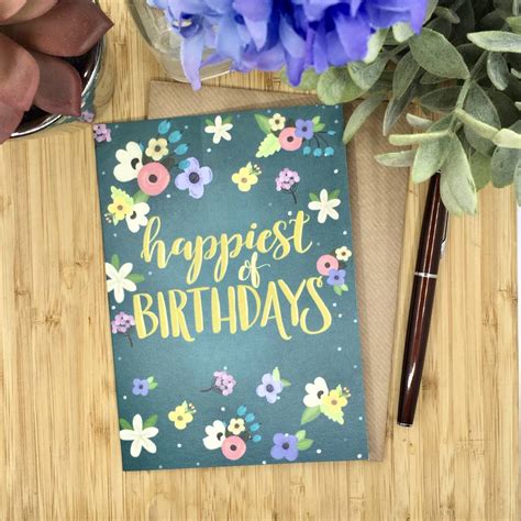 Happiest Of Birthdays Card By The Little Posy Print Company