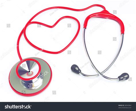 3d Heart Shaped Red Stethoscope Isolated Stock Photo 38545864