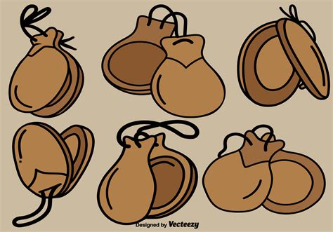 Vector Castanets Hand Drawn Color Icons 172673 Vector Art At Vecteezy